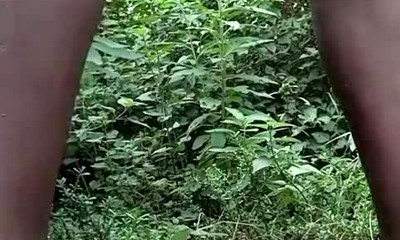 Naughty boy jerking off in the woods and shooting a load