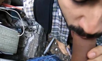 Bearded Straight Stud sucks his first man cock