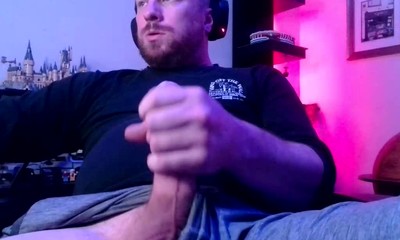 Chubby Guy Stroking and Cumming