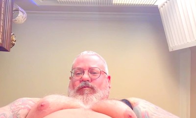 Dominant Big Bear Smushed You with Big Balls and Cum Gets All Over You