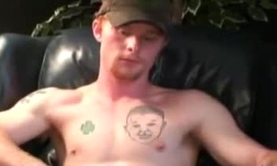 Ginger amateur tugs his long fat cock and blasts cum solo
