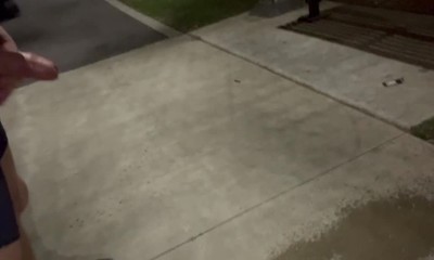 Straight guy is flashing his uncut cock in public flashing.